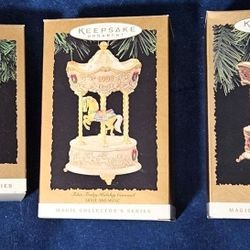3 Hallmark Ornaments - Tobin Fraley Holiday Carousel Series 