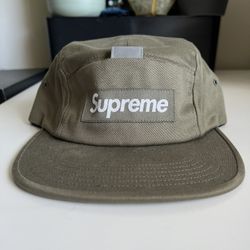 Pre Owned Supreme Reflective Tab Pocket 5 Panel Camp Hat SS2018 Olive 