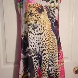 Pink Animal Printed Tank Top Summer Dress