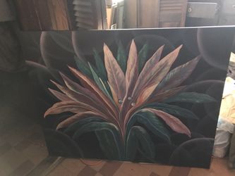 Large hand painted flower canvas