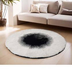 Round Rug 6ft Circle Rugs for Living Room Machine Washable Round Area Rug Plush Shag Rug for Bedroom Fluffy Round Dining Room Rug White Core