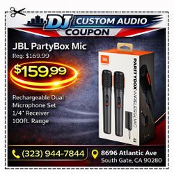 JBL PartyBox Wireless Mic Set Dual Microphone System 1/4" Receiver 100 Ft. Range 🚨 Payment Options Available 🚨 No Credit Needed 🚨 