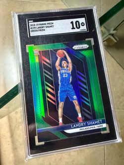 SGC 10 Graded 2018-19 Panini Prizm - Landry Shamet #199 Green Prizm (RC) rookie card . New York Knicks NBA champions.