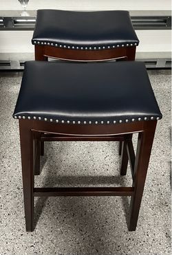 Grandin Road Leather Bar Stools (2)
