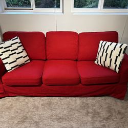 IKEA 3-Seat Sofa - Vibrant Red