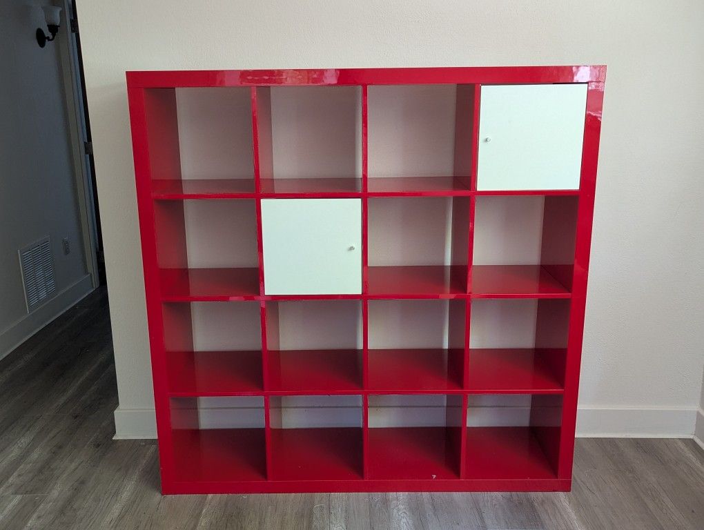IKEA. Expedit Gloss Red 4x4 Self With Inserts
