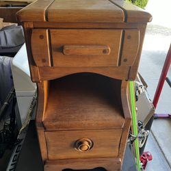 Vintage Wood Nightstand 