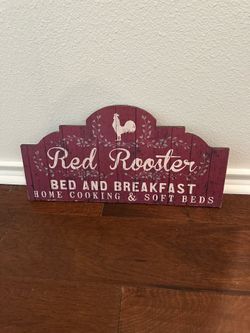 Red Rooster Bed and Breakfast Art Sign Collectable Kitchen Outdoors