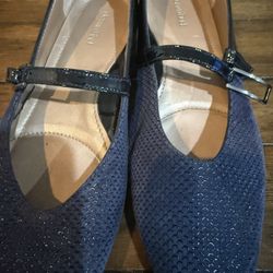 Beautifeel Navy blue suede-look Mary Jane flats Size 8