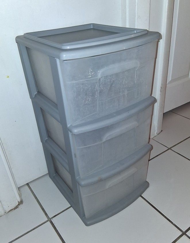 3 drawer gray plastic storage organizer $10 FIRM