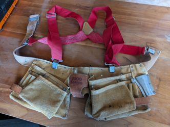 Leather tool belt w/suspenders