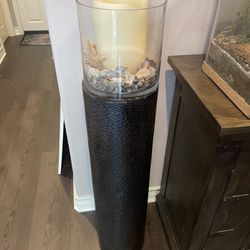 Large Pillar Stand With Large Candle And Seashells