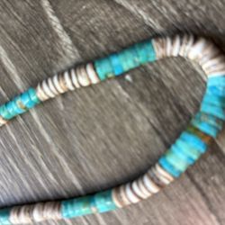 Handcrafted Turquoise & Shell Heishi Necklace