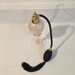 Vintage Pink Iridescent Art Glass Perfume Atomizer