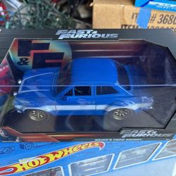 NEW JADA 1:24 Fast & Furious BRIAN'S FORD ESCORT BLUE/WHITE DIECAST CAR
