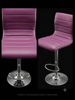 Two purple leather high-rise chairs