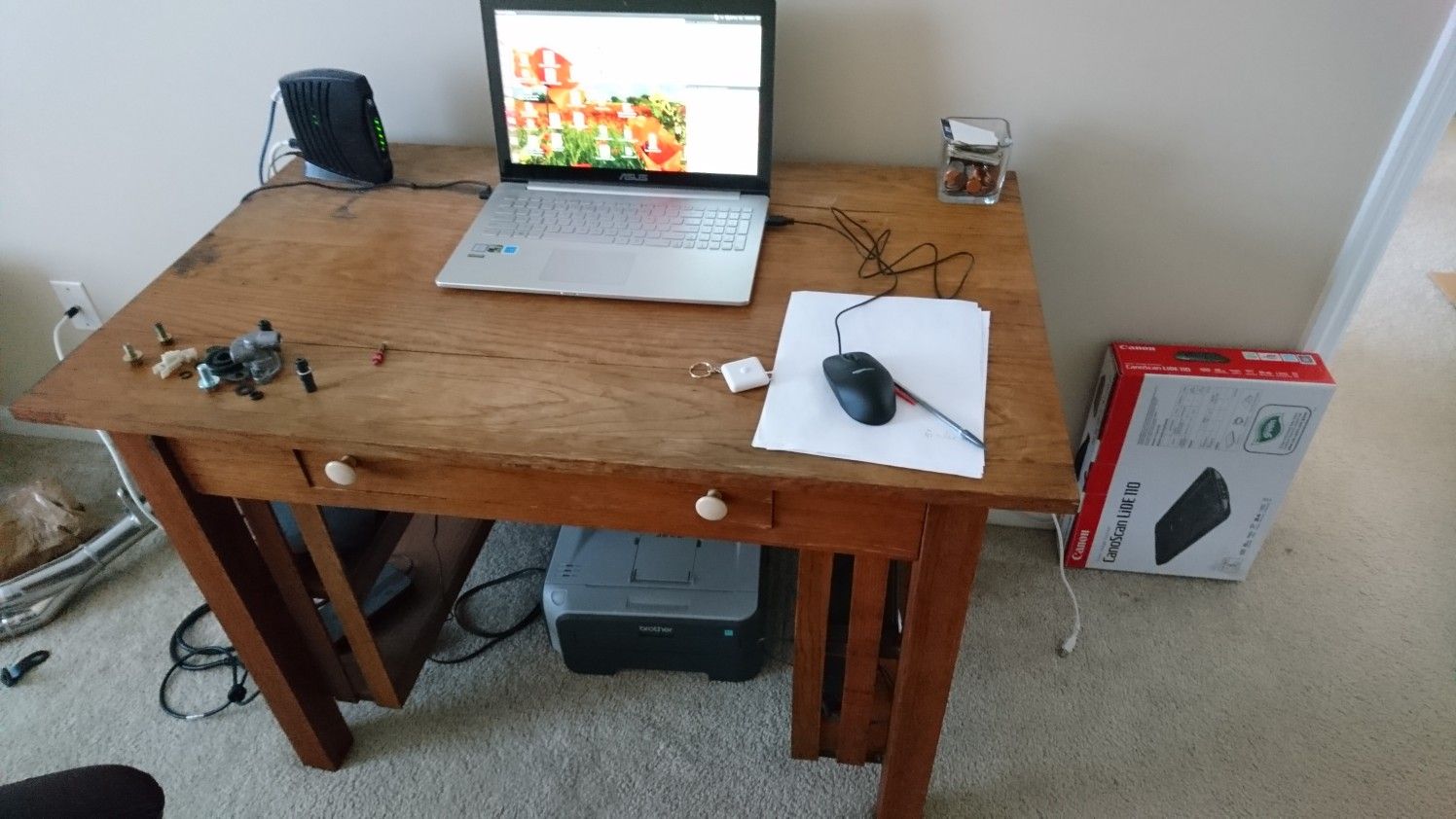 Antique oak, mission style desk $40