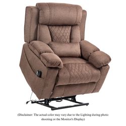 Brand New Power Lift Recliner for Elderly 28-Inch Wide Seat – Lay Flat Lift Chair with Heat Massage - Flip Arm Storage Cup Holders