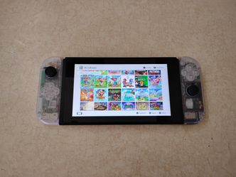 NINTENDO SWITCH CLEAR SHELL MOD with 125 Switch Games and 7500 Retro Games