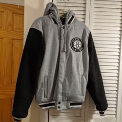 Brooklyn Nets JH Design Two-Tone Reversible Fleece Hooded Jacket size Small