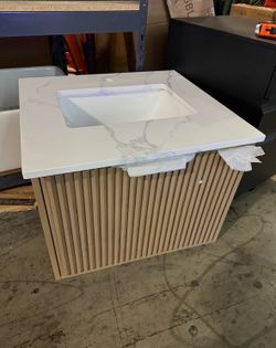 New 24" Wall Mounted Wooden Single Floating Vanity and Sink Basin Set