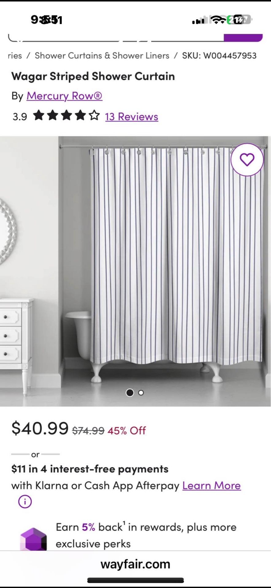 Wagner Stripped Shower Curtain
