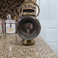 Antique Brass Carriage Lamp W/Glass Bezel