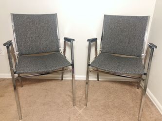 2 Modern Standard Metal Stacking Office Chairs