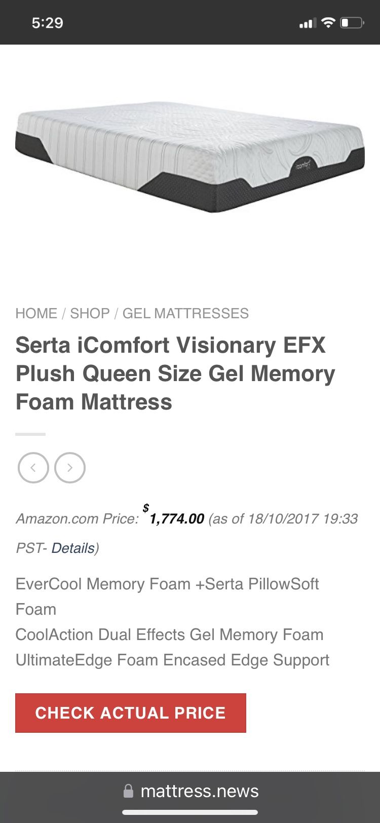 Serta Hybrid queen w/ adjustable frame for Sale in Orlando, FL