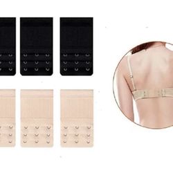 6 Pcs Adjustable Bra Buckle Extender Bra Extension Underwear Strap 3 Hooks