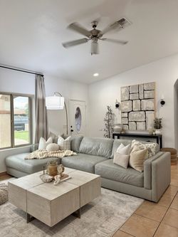 Light Gray Leather Sectional Sofa