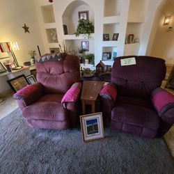 Two Lazy Boy Recliners- Burgundy 