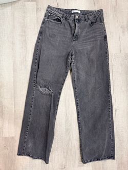 Garage Denim Wide Leg Distressed Jeans Size 11/30 Washed Gray 21940