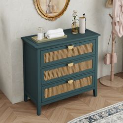 3 Drawer Cabinet,Natural rattan,American Furniture,Suitable for bedroom, living room, study