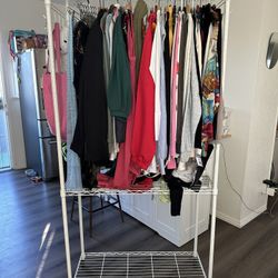 VIPEK R2 Heavy Duty Rolling Garment Rack 3 Tiers Adjustable Clothes Racks with Double Rods & Hooks