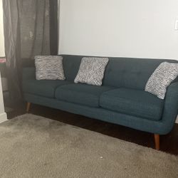 Teal Sofa And 1 Matching Chair