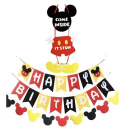 Excellent Condition-Mickey Mouse (4) Birthday Banners & 20 Unused Cups