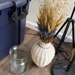 glass vase + anthropologie dried flowers 