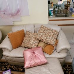Beige Couch Loveset And Armchair