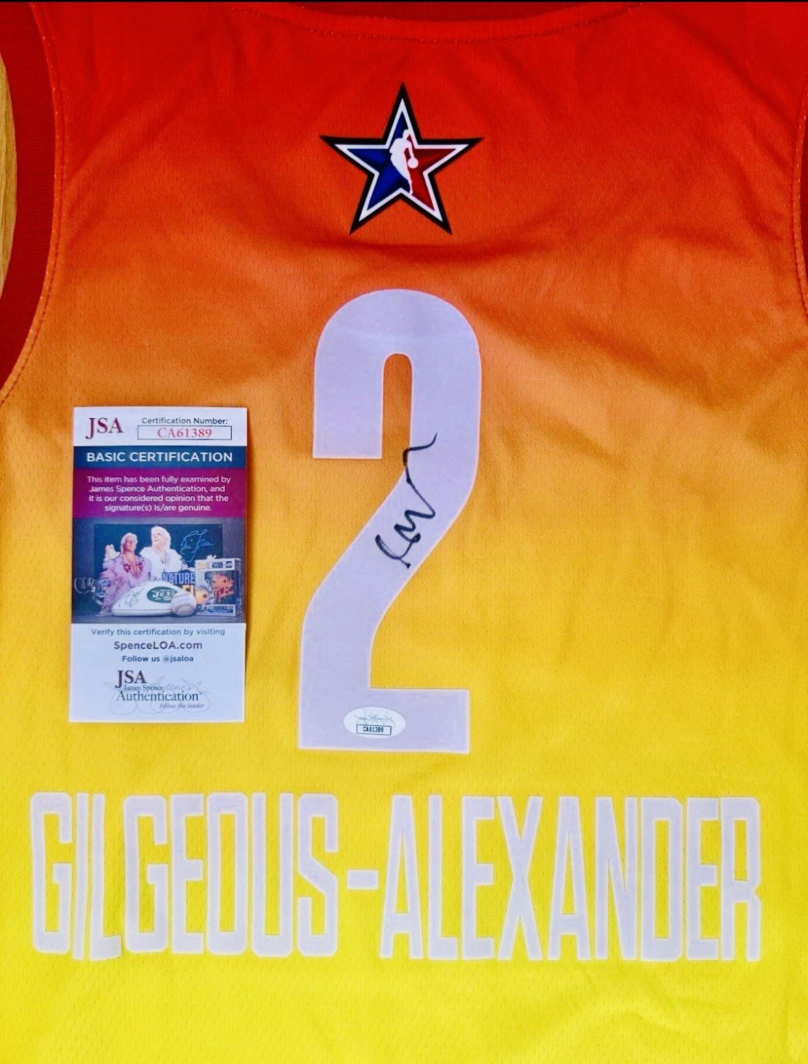 Shai Gilgeous-Alexander Signed All Star Jersey Oklahoma City Thunder COA