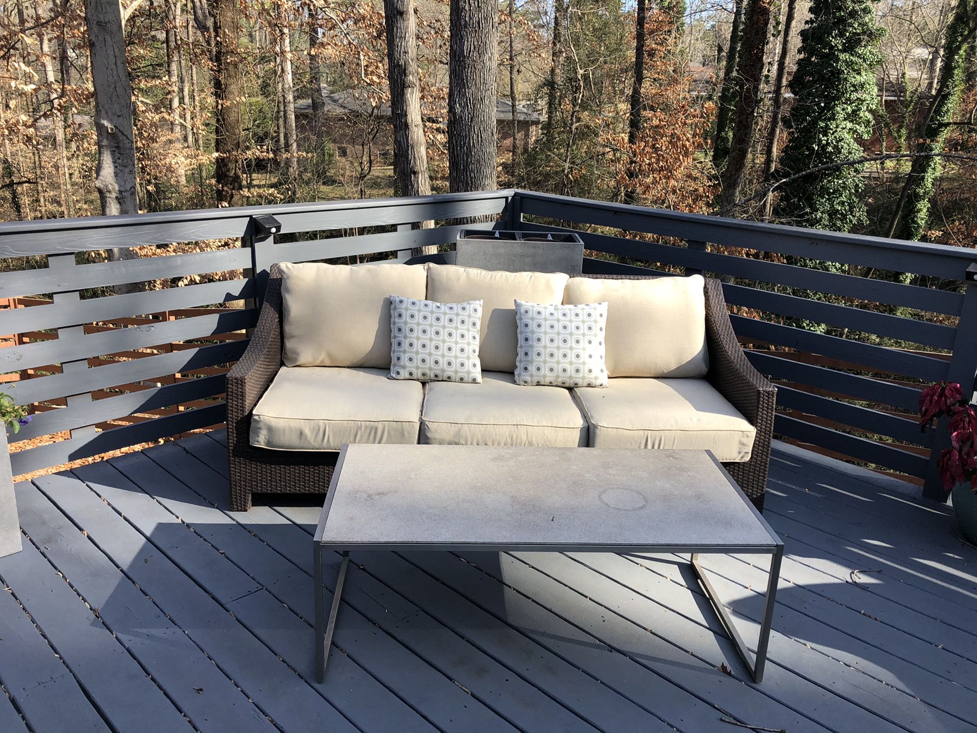 Outdoor sofa and coffee table