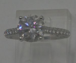 2.08 CARATS IGI LAB DIAMOND ( 8.11 -8.15 X 5.04MM ) G VVS 2 IDEAL CUT ENGAGEMENT RING SIZE 5 2.7 GRAMS W 88 SIDE LAB GROWN DIAMONDS 0.50PTS 13.78 KAR