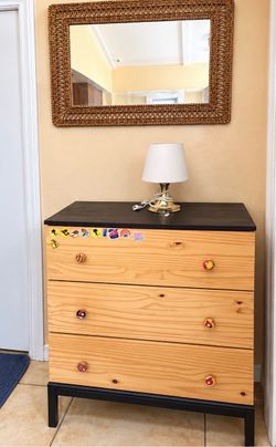 3-Drawer Solid Pine Wood Dresser / Storage Chest.