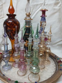 Vintage  Hand Blown Glass Perfume Bottles 