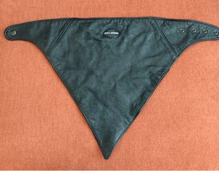 Harley Davidson Vintage Leather Face Mask Bandana Adjustable Snaps Fleece Lining