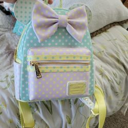 Teal Minnie Polkadot Backpack 