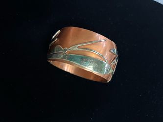 Copper Cuff Bracelet with Silver Overlay