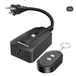 Outdoor Wireless Remote Control Outlet, 15 amp Heavy Duty Weatherproof Remote Controlled Light Switch for Lights String Lights, 100 Feet Range