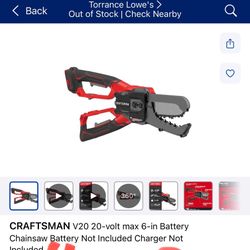 CRAFTSMAN V20 20-volt max 6-in Battery Chainsaw Battery Not Included Charger Not Included