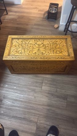 Hand carved all wooden chest